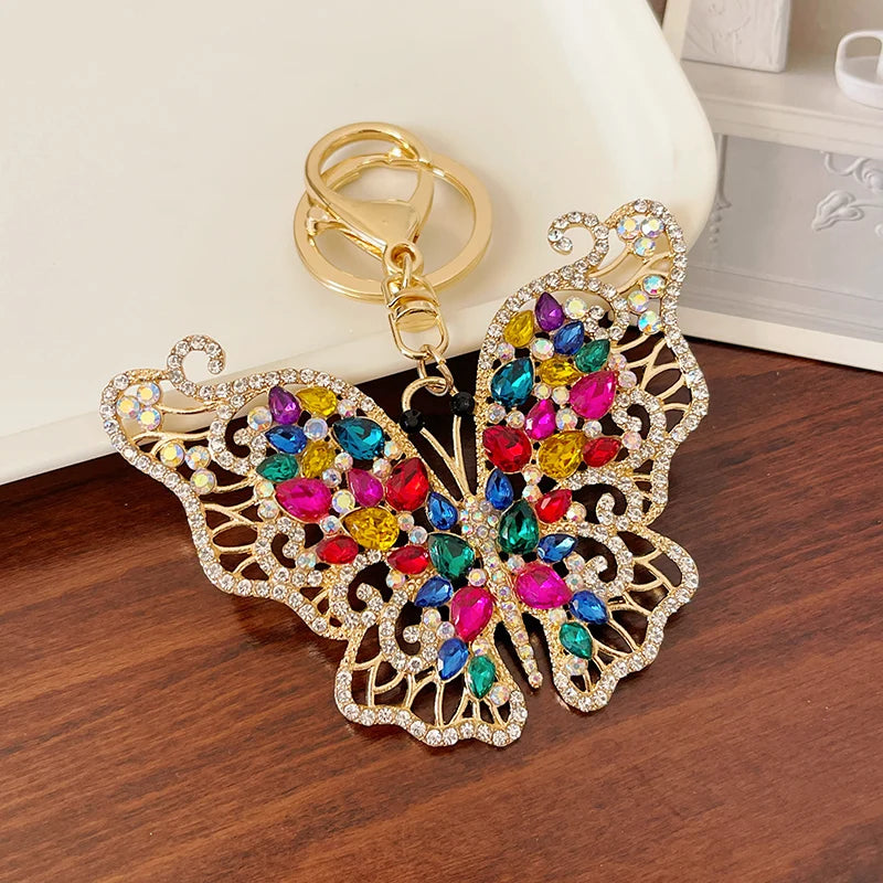 EASYA 2024 New Butterfly Keychain Collection Rhinestone Crystal Inlaid Car Pendant Handicrafts