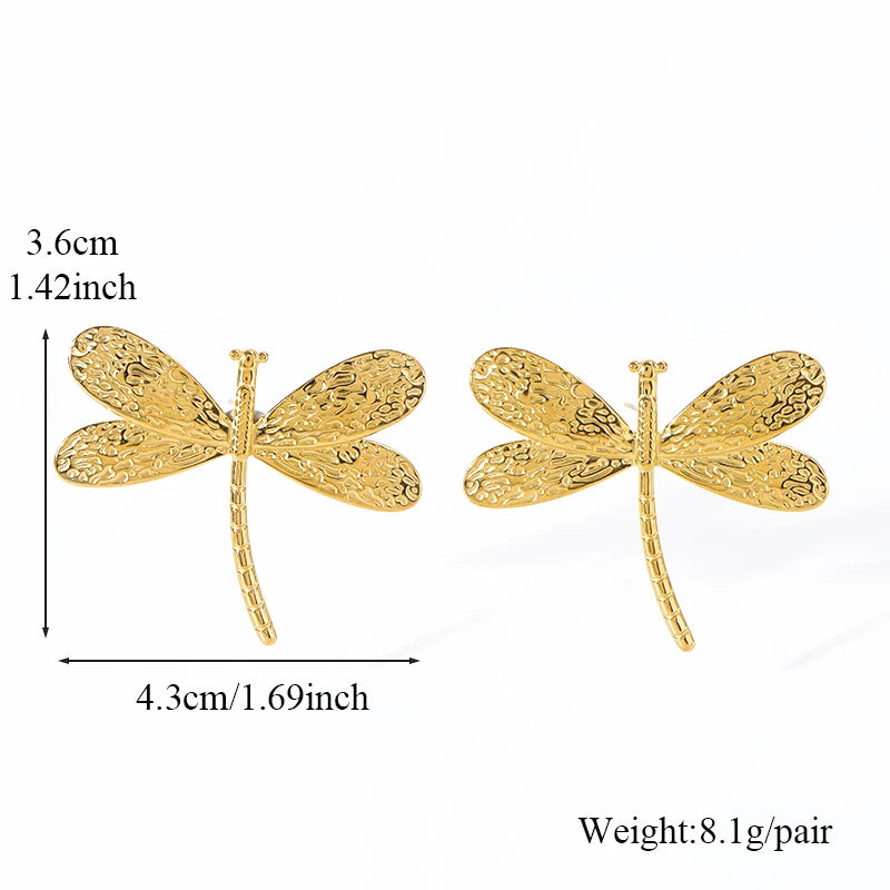 EILIECK 316L Stainless Steel Exaggerated Four-Leaf Flower Earrings For Women Girl Fashion Ear Jewelry Holiday Gift Bijoux Серьги