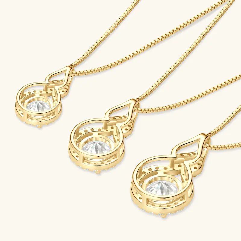 OXTAO D Color Moissanite Infinity Pendant Necklace Women Real 925 Sterling Silver Engagement Luxury Gourd Shape Jewelry