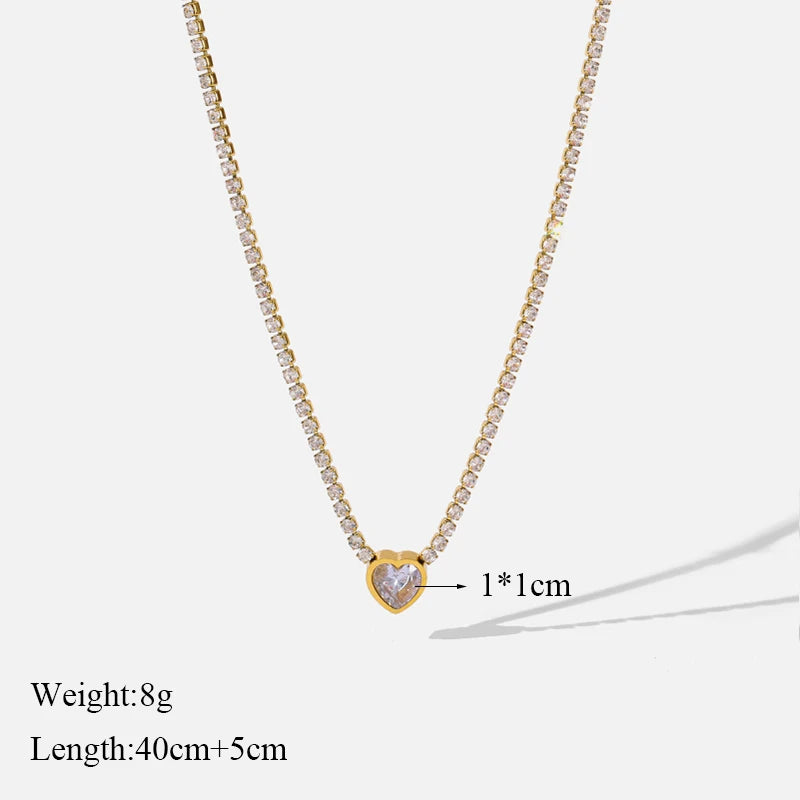 EILIECK 316L Stainless Steel Cute Love Heart Pendant Necklaces Gold Color Waterproof Chain Neck Jewelry Valentine's Day Gifts