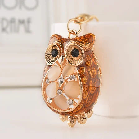 EASYA New Design Crystal Owl Keychain Full Rhinestone Key Ring Key Holders For Women Bag Accessories Cute Animal Car Key Chain
