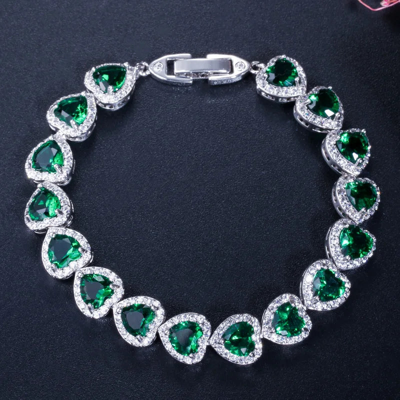 ThreeGraces High Quality Shiny Blue Cubic Zirconia Fashion Love Heart CZ Tennis Bracelet for Women Luxurious Party Jewelry BR361