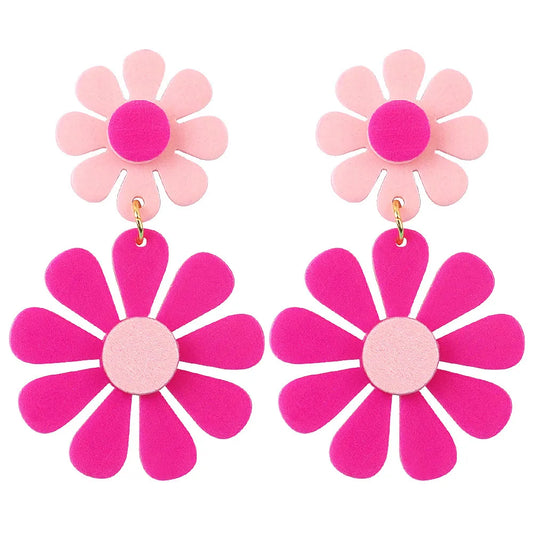 FishSheep Korean Cute Acrylic Flower Earrings for Women Trendy Geometric Daisy Pendant Drop Earrings 2022 Fashion Jewelry Gifts