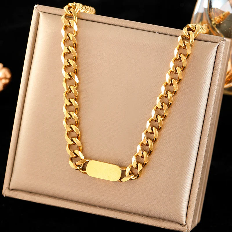 EILIECK 316L Stainless Steel Metal Hollow Heart Necklace Bracelets Set For Women Trendy Waterproof Gold Color Chain Jewelry Gift