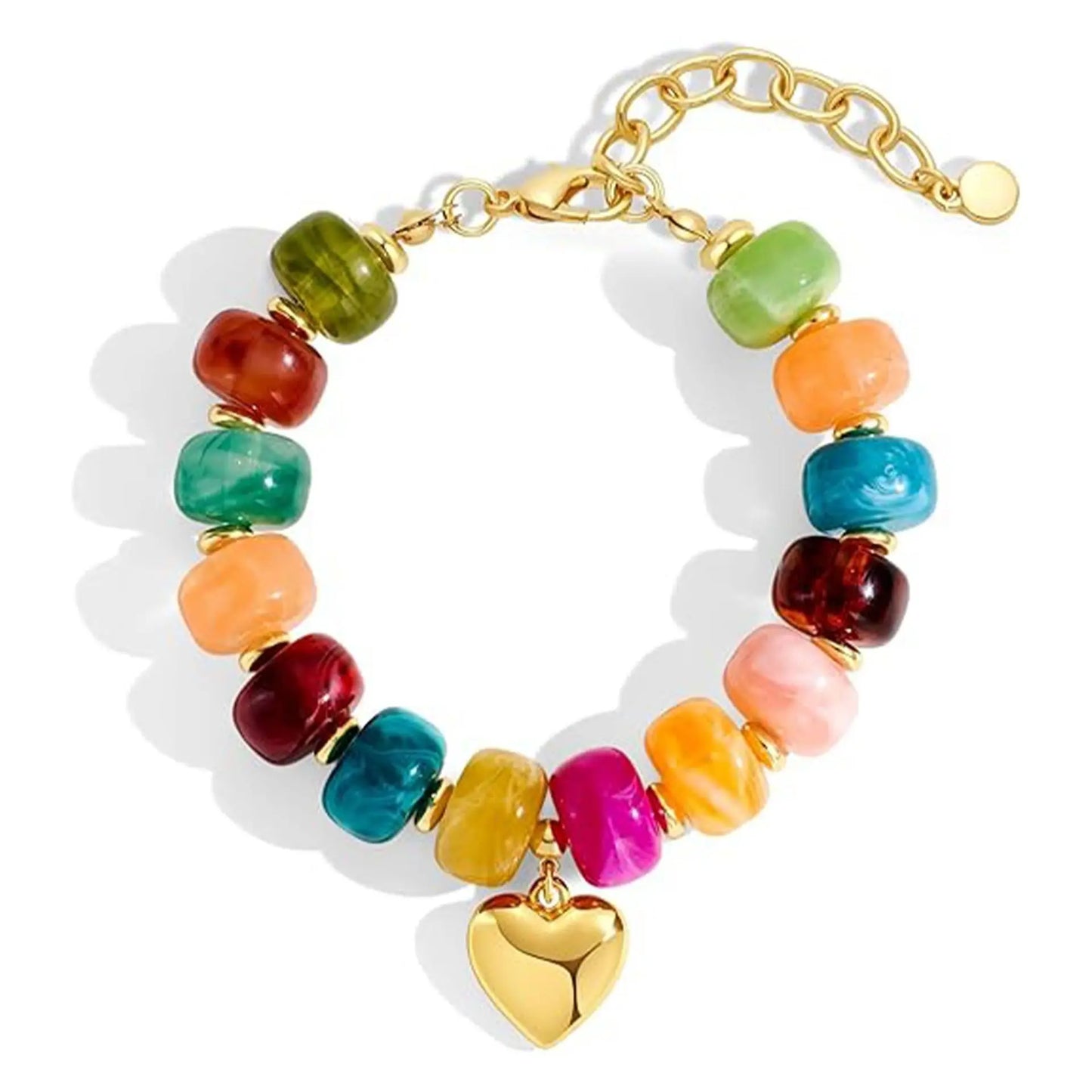 Boho Colorful Geometric Beads Elastic Bracelets for Women Fashion Acrylic Flat Round Bead Bracelet Beach Jewelry Gifts