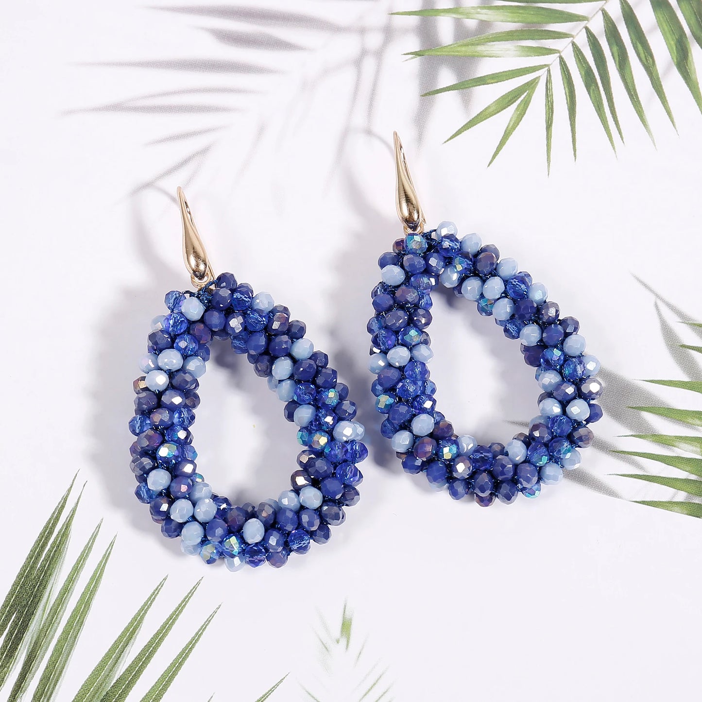 Badu Mixed Color Beaded Dangle Earrings for Women Boho Handmade Crystal Faceted Beads Teardrop Earrings Fashion Jewelry Gifts