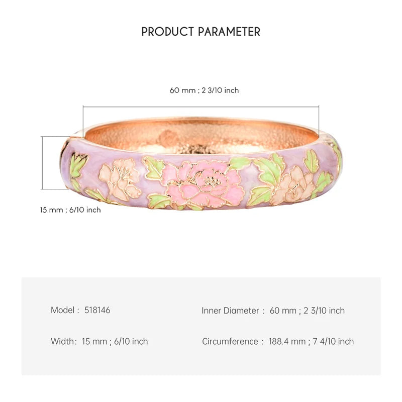 UJOY Enameled Bracelets For Women Chinese Flower Women Bangles Indian Viking Bracelet On Hand African Jewelry Dubai Women's Gift