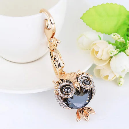 EASYA New Design Crystal Owl Keychain Full Rhinestone Key Ring Key Holders For Women Bag Accessories Cute Animal Car Key Chain