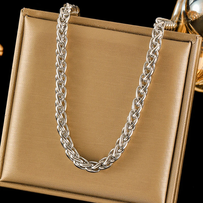 EILIECK 316L Stainless Steel High Quality Chain Collar Necklace For Women Silver Color Neck Chain Trendy Fashion Jewelry Bijoux