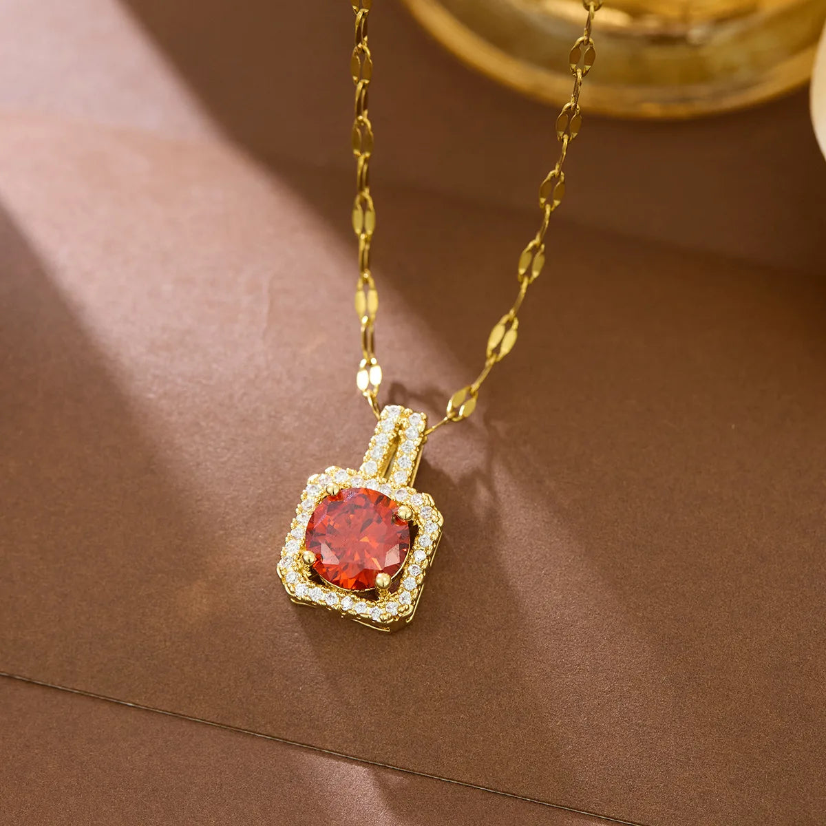 Korean Style Fashion Square Zircon Stainless Steel Necklaces For Women Luxury Elegant Female Clavicle Chain Jewelry Wholesale