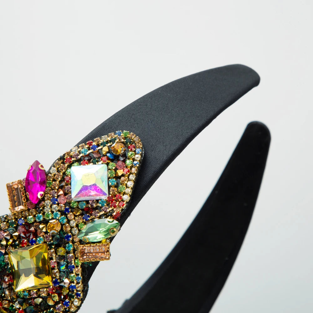 European and American New Heavy Industry Baroque Headband Inlaid With Rhinestones, Simple And Fashionable Wide Edge Headband