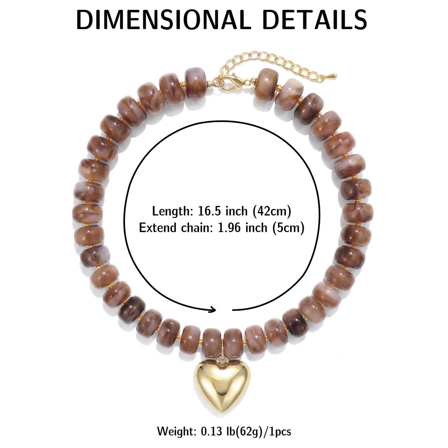 Badu Bohemia Colorful Acrylic Beaded Choker Necklace for  Women 14K Gold Plated Heart Pendant Summer Aesthetic Y2K Jewelry Gift