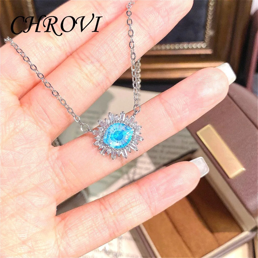 New Flashing 925 Sterling Silver Necklace Fashionable Light Luxury Collarbone Chain Necklace for Women