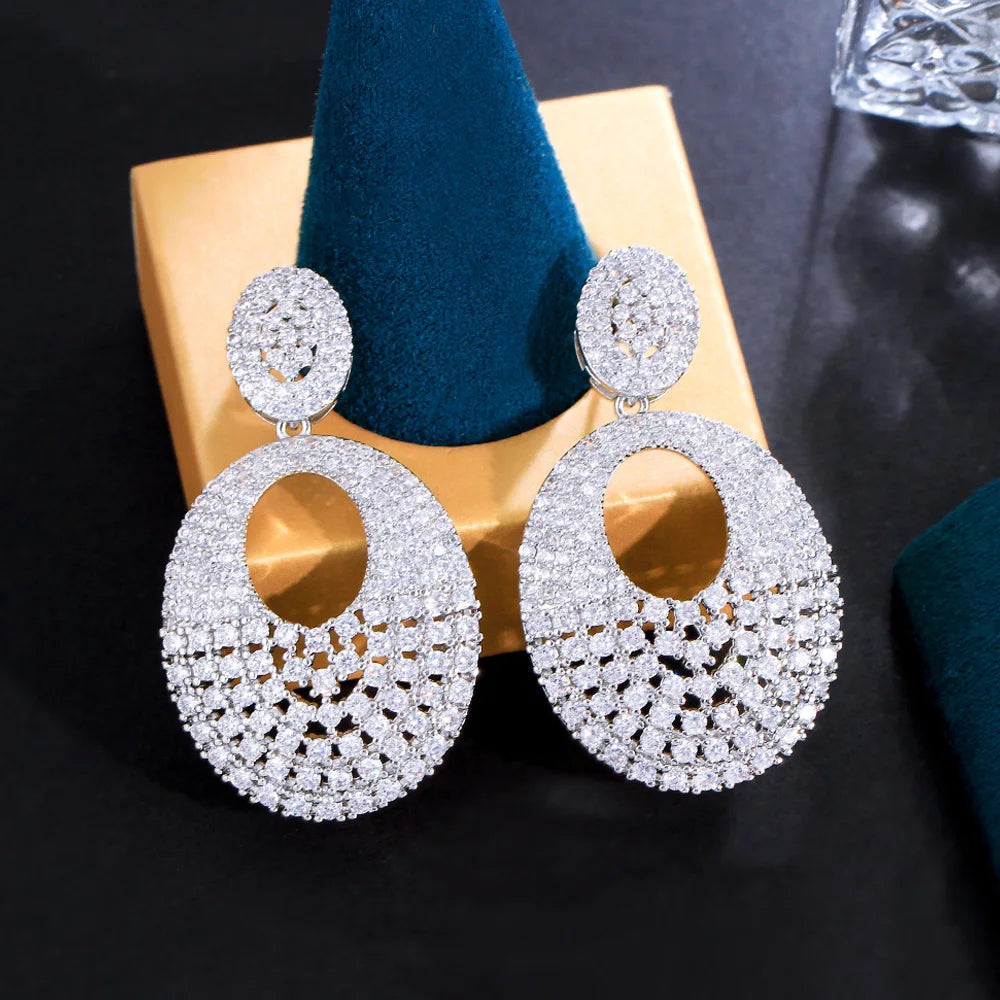 ThreeGraces Gorgeous Shiny White Zirconia Bridal Wedding Elegant Long Big Drop Earrings for Women Fashion Party Jewelry E1135