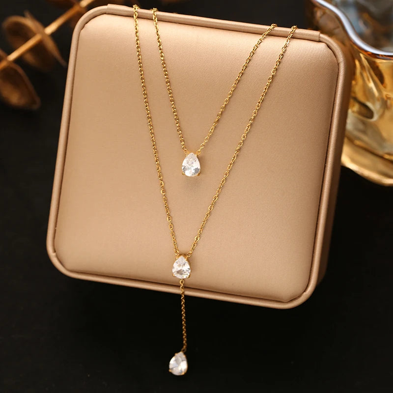 EILIECK Women's Retro Star Moon Pendant Necklace 18K Gold PVD Plated Stainless Steel Waterproof Layered Neck Chain Daily Jewelry