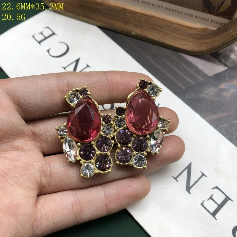 NISHIZAWA Crystal Stud Earrings for Women Court Style Vintage Exquisite Jewelry Luxury Elegant Fashion Aretes De Mujer