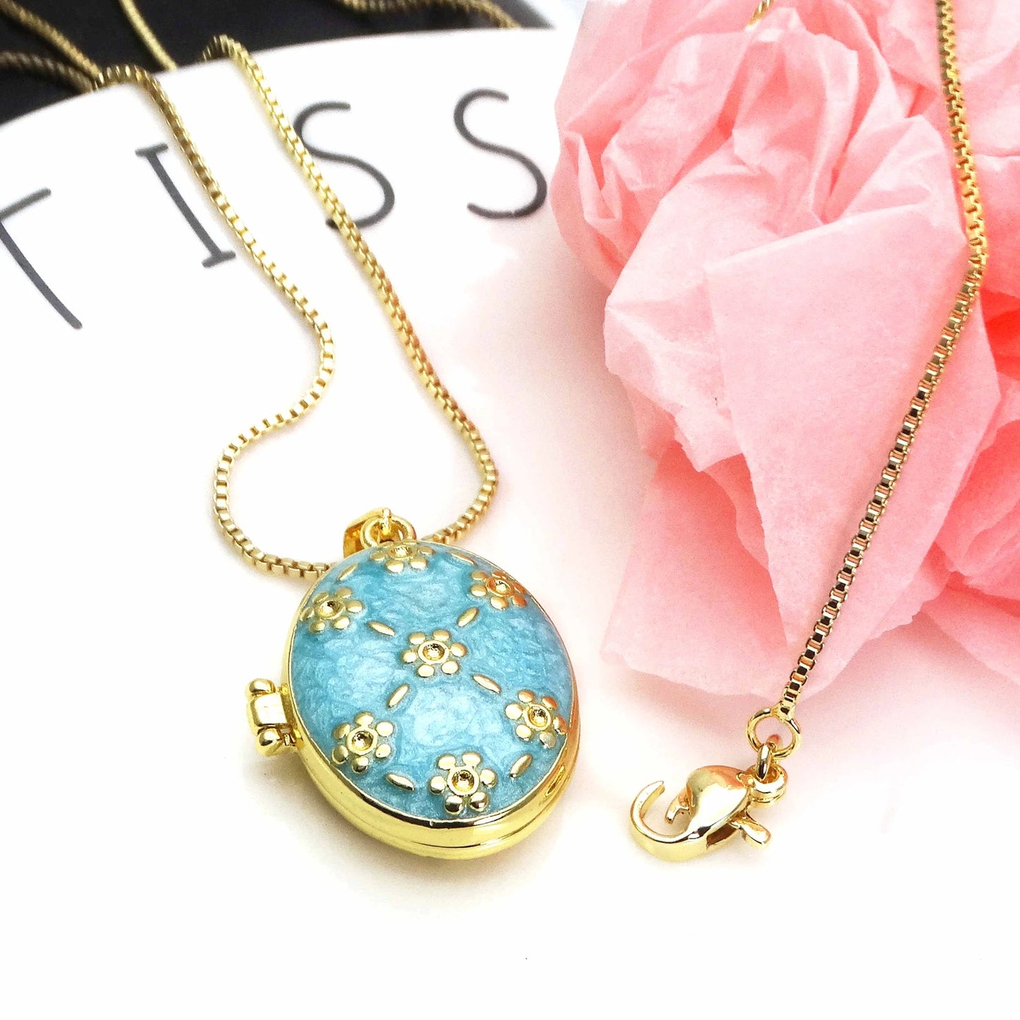 Micro Zircon oil drip photo box Pendant necklace case gaine pendant necklace copper chain jewelry necklace