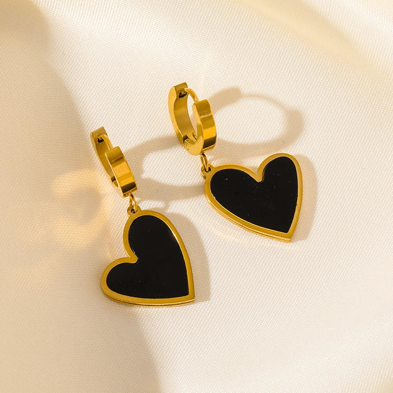 EILIECK 316L Stainless Steel Irregular Heart-shaped Dangle Earrings For Women Stylish Fashion Waterproof Ear Jewelry Lady Gift