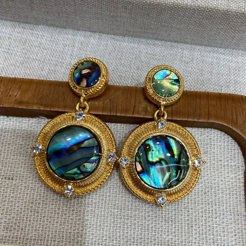 NISHIZAWA Woman Earrings Geometric Palace Style Vintage Hyperbole Jewelry Light Luxury Elegant Fashion Pendientes Mujer