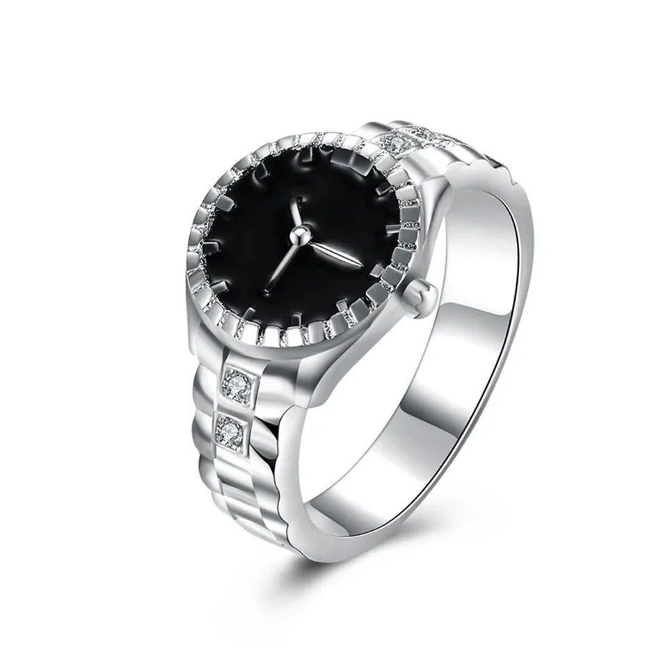 925 Sterling silver crystals Rings Christmas gift for women lady like Watch style Lovely Wedding Cute fashion classic Jewelry