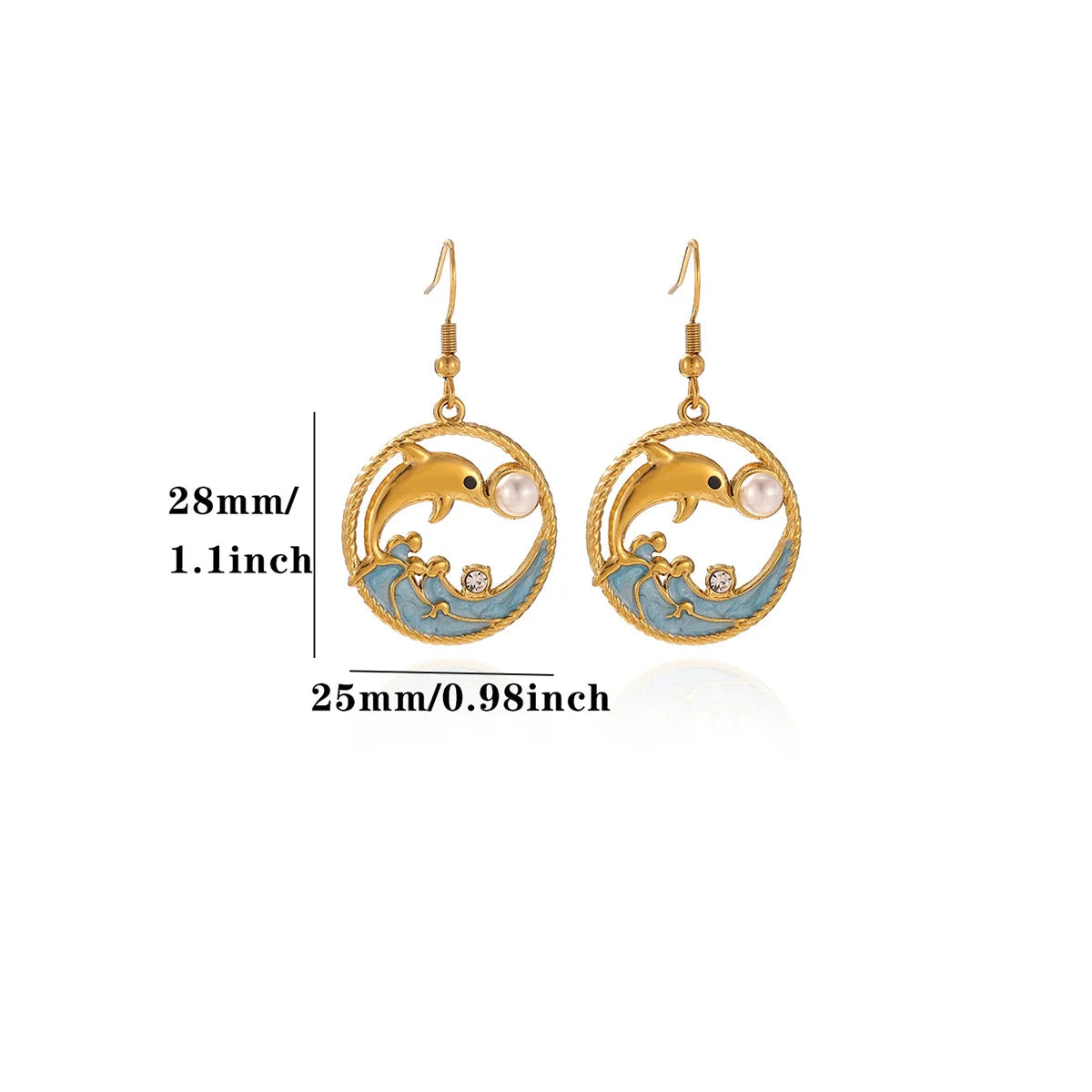 Vintage Stainless Steel Drop Earrings For Women Dangle Dolphin Pearl Earrings Waterproof Wedding Party Jewelry Gift 2026 New in