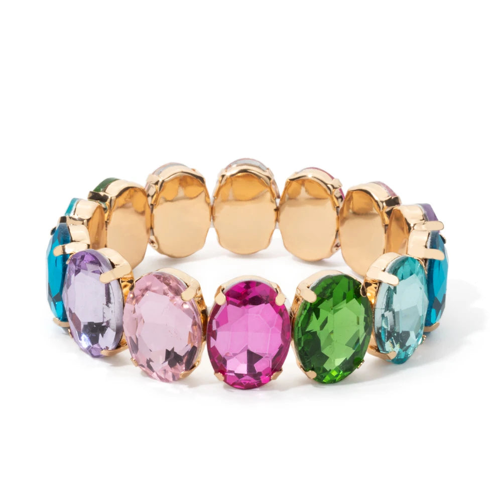 BEUTIFOR New Arrival 18mm Colorful Rhinestone Drop Bracelet for Women Gold Color Copper Prong Setting Crystal Jewelry