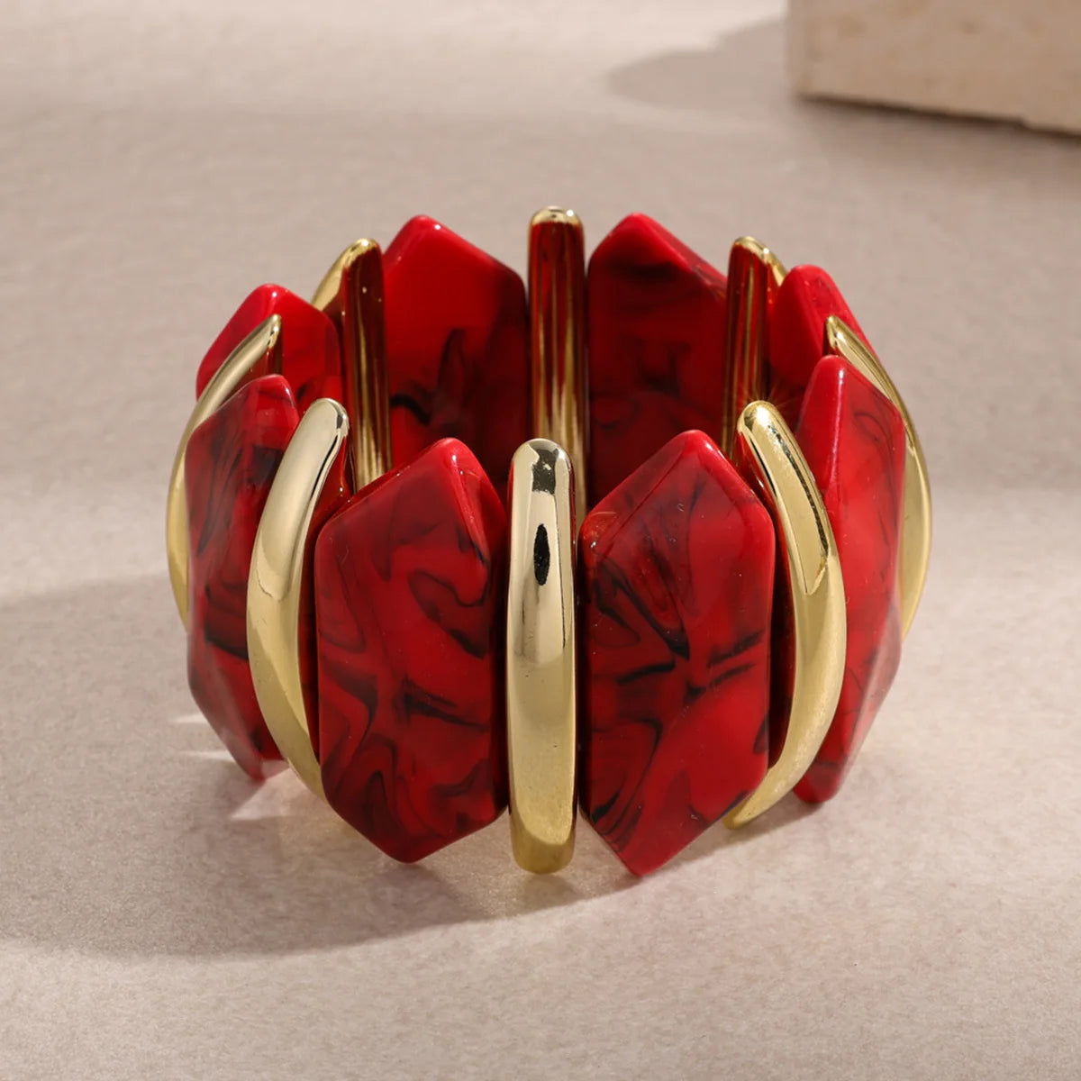 KMVEXO 10 Colors Smudging Bangle Geometric Wide Elastic Chunky Bracelets for Women Men Personality Acrylic Bracelet Hand Jewelry