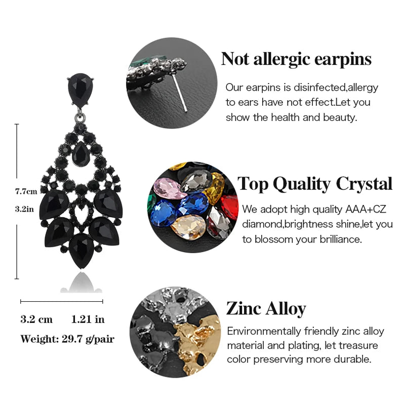 VEYO Luxury Hyperbole Crystal Classic Hollow out design Drop Earrings for Women Gift