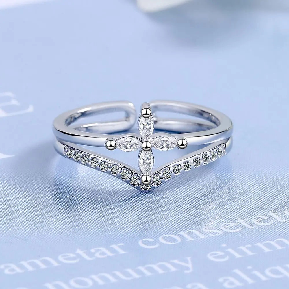 New 925 Sterling Silver Ring Heart Adjustable Simplicity Fashion Exquisite Student Girlfriend Jewelry Accessories Wedding Party