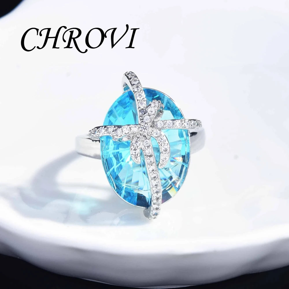 Luxury 925 sterling silver bow-shaped open ring. Exquisite candy-style aquamarine necklace with precious stones.