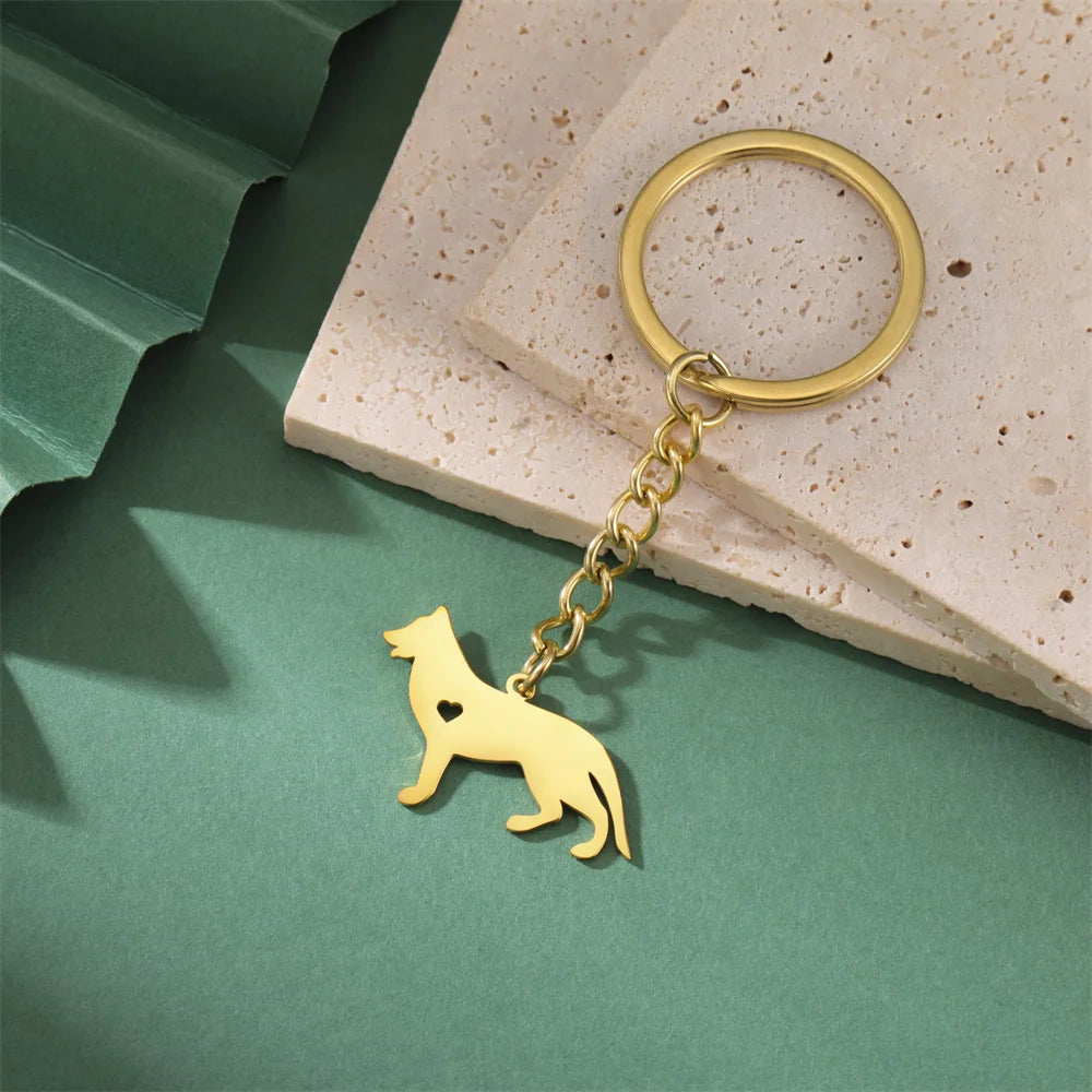 Cute Dog Samoye Keychain for Women Men Stainless Steel Dachshund Puppy Animal Lovers Key Ring for Car Backpack  Jewelry Gifts