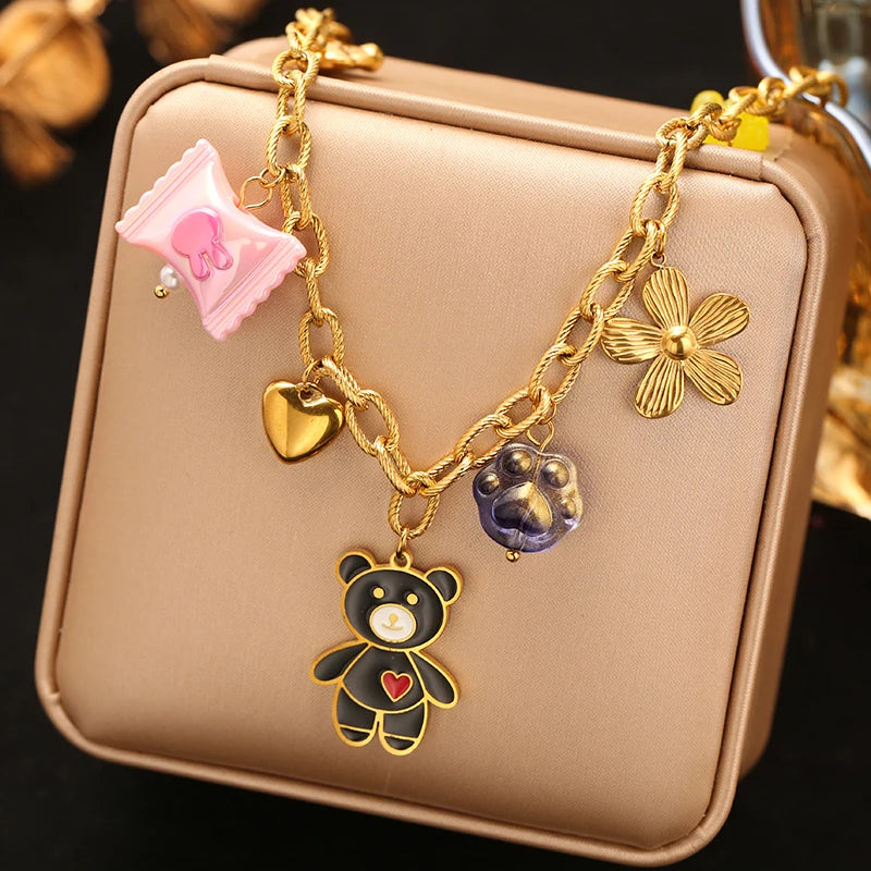 EILIECK 316L Stainless Steel Metal Cross Pendant Necklace For Women Trendy Gold Color OT Clasp Neck Chain Waterproof Jewelry