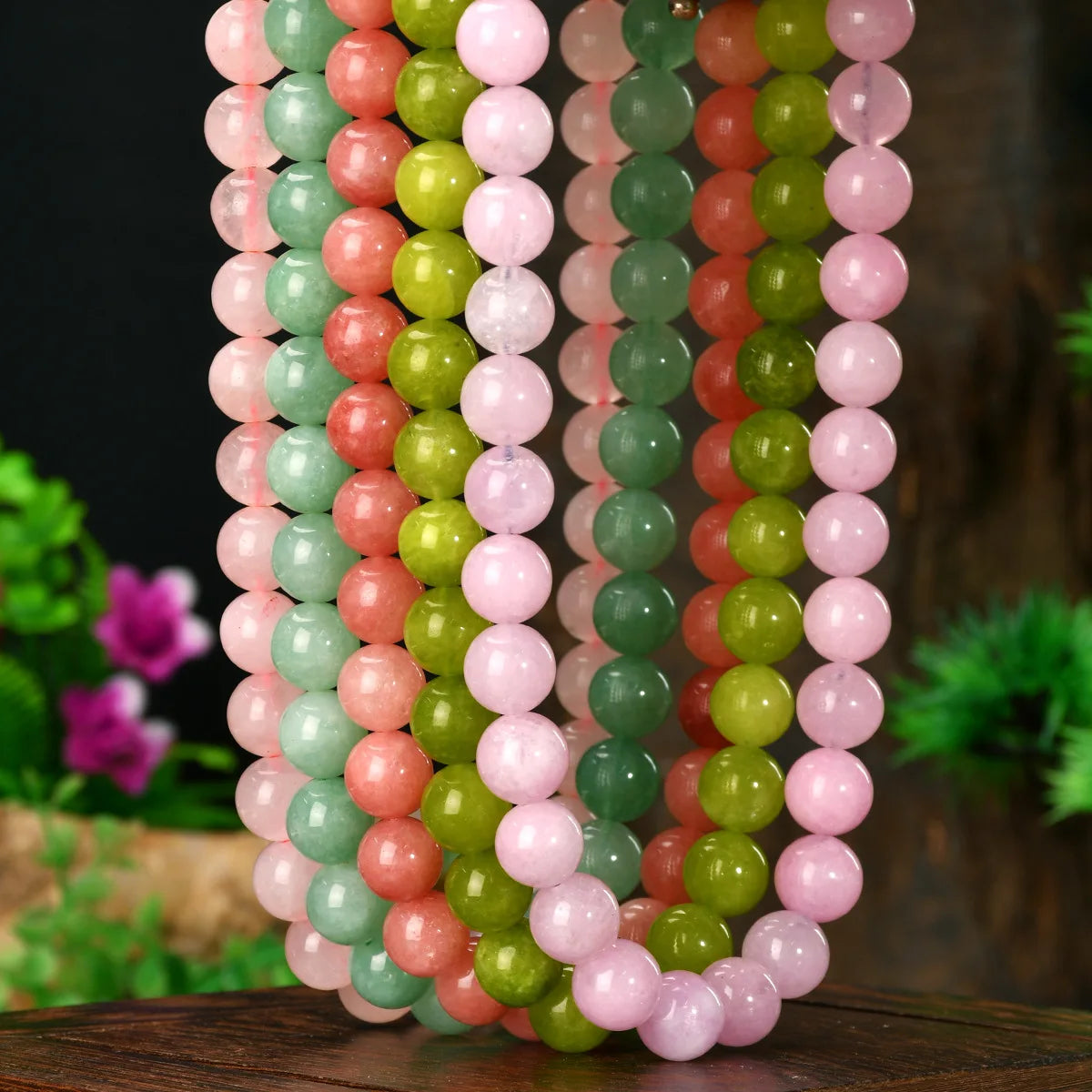 Summer Bohemia Colorful Natural Stone 10mm Bead Necklace Handmade Glass Beading Collar Choker for Women Girls Trend Jewelry Gift
