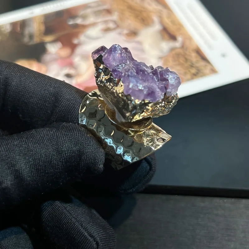 NISHIZAWA Amethyst Earrings for Women Palace Style Irregular Geometric Jewelry Fashion Vintage Elegant Aretes De Mujer