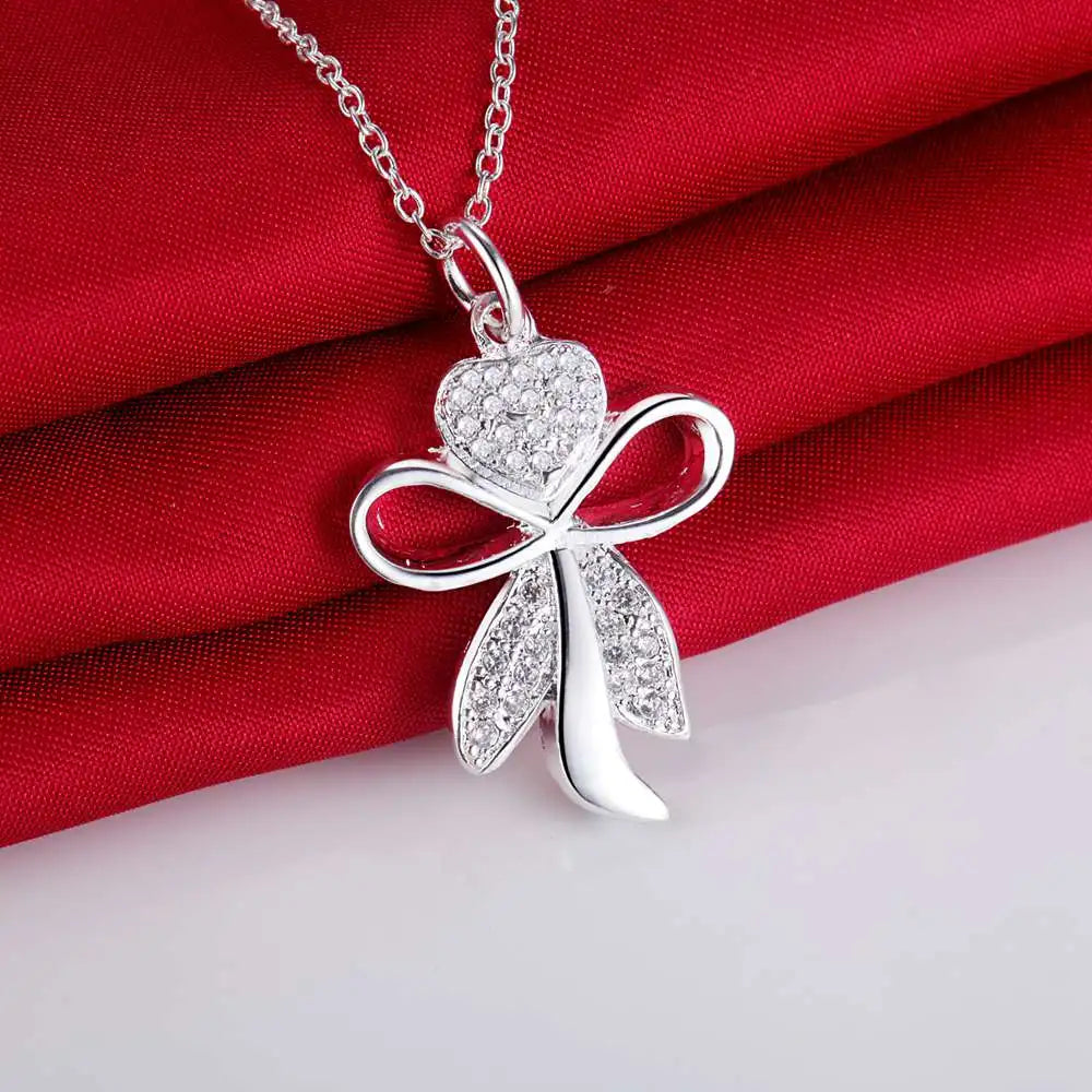 New 925 Sterling Silver Necklace Pendant Chain 5A Zircon For Women Fashion Jewelry Party Wedding Accessories Gifts