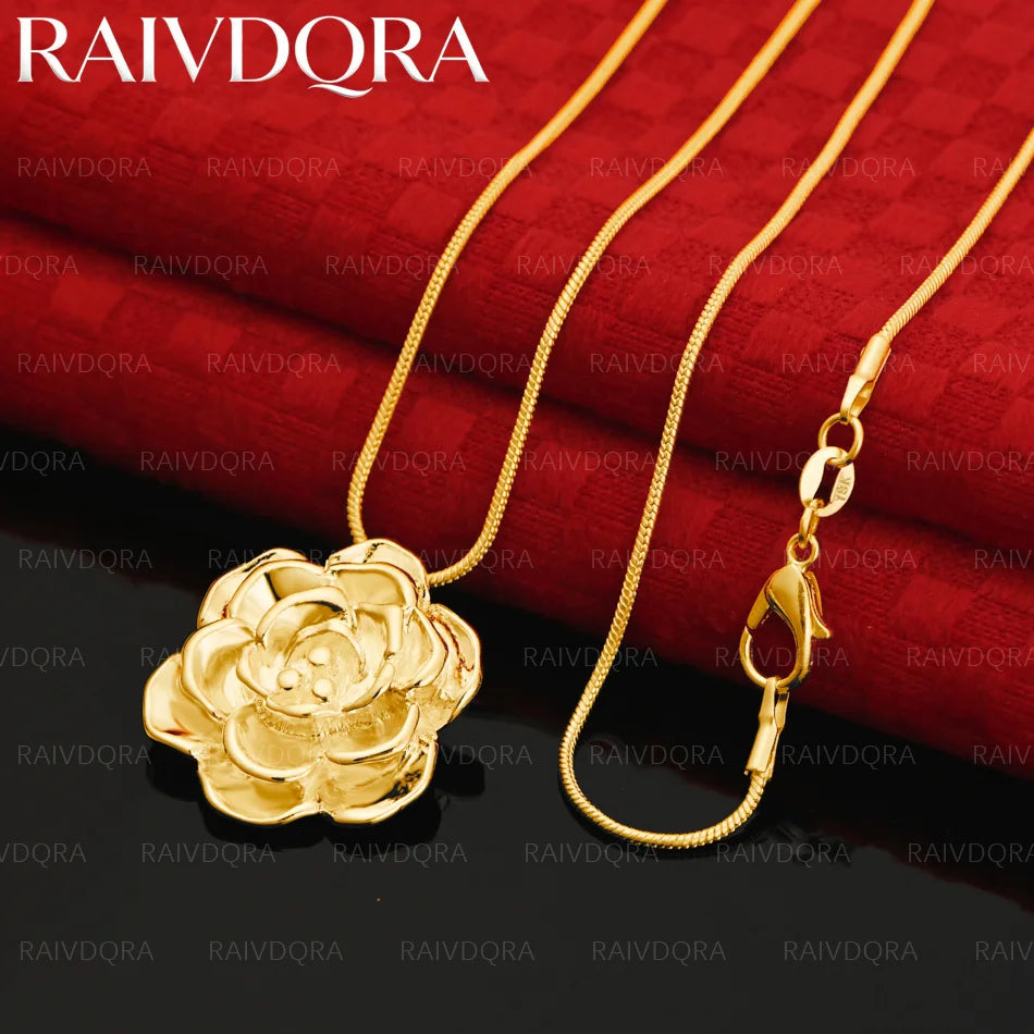 18K Gold Plated Flower Pendant Necklace For Women Anniversary Gift Popular Wild Fashion Romantic Jewelry