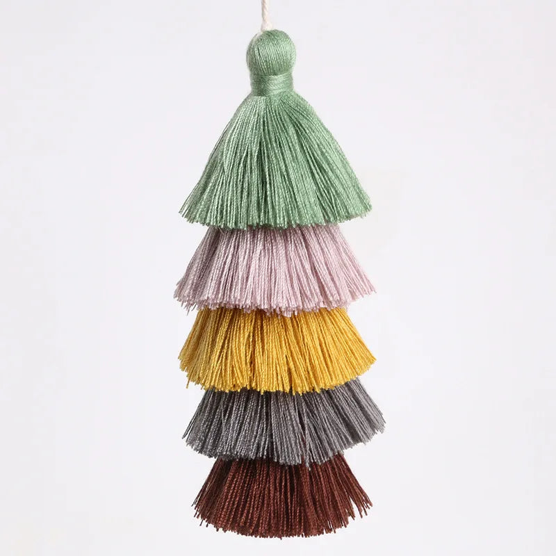 Boho Colorful Three-layer Tassels Pendant Keychains Ethnic Style Handmade Tassel Drop Jewelry Gifts Bag Accessory