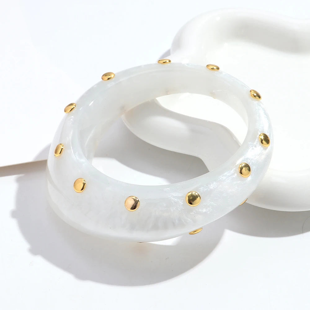 Fashion Resin Irregular Geometric Studs Chunky Bangles New Acrylic Curve Wave Wide Cuff Bangle Women Jewelry Gifts