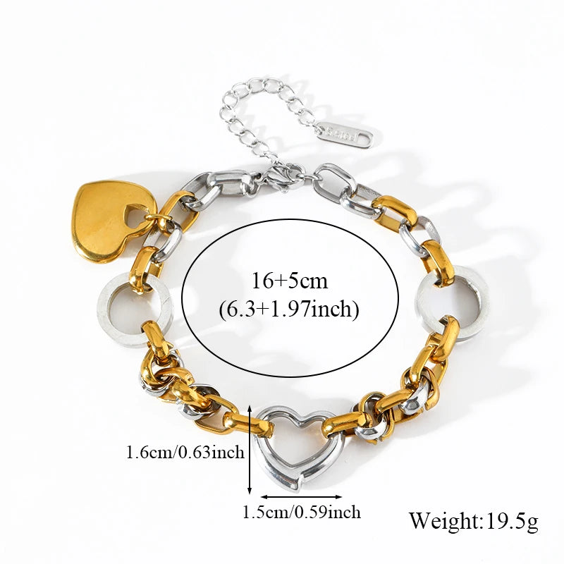EILIECK 316L Stainless Steel Link Chain Bracelet Bangles For Women Trendy 18K Gold Plated Wrist Chain Waterproof Jewelry Gift