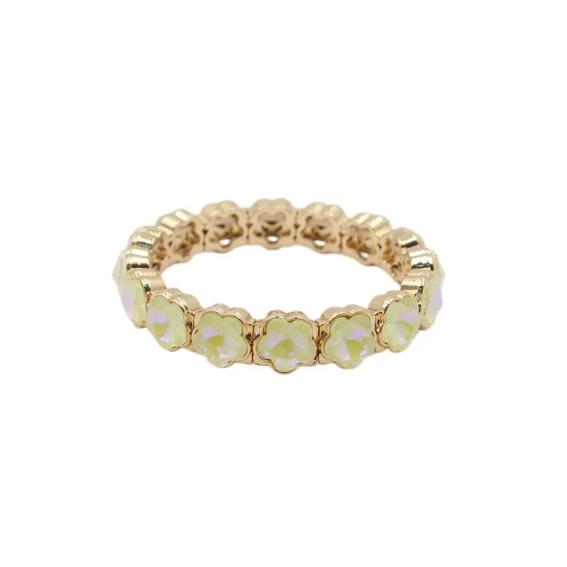 2026 Colored Rhinestone Flower Enamel Gold Bracelet Mocha Full Diamond Elastic Stacked Fashion Bridal Accessories