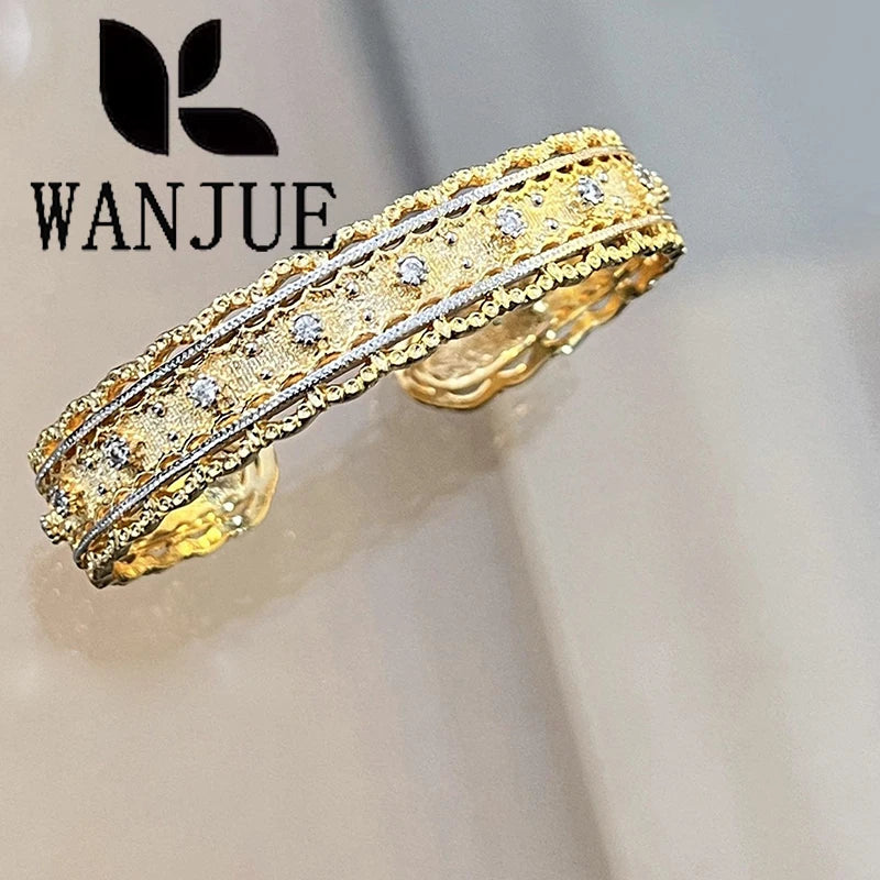Women's fashion luxury Italian court style Manli wreath bracelet woven pattern carving paint craft jewelry party gift