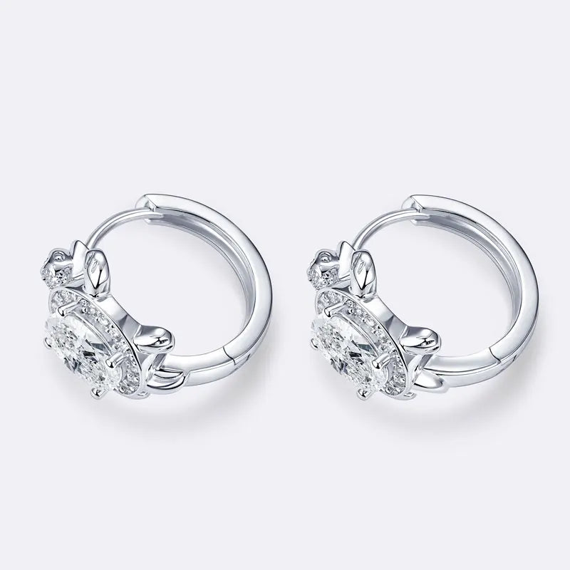 OXTAO Moissanite Cute Turtle Style Hoop Earrings Oval 5x7mm D VVS1 14K Gold Filled Versatile Gold Color Wedding Female Jewelry