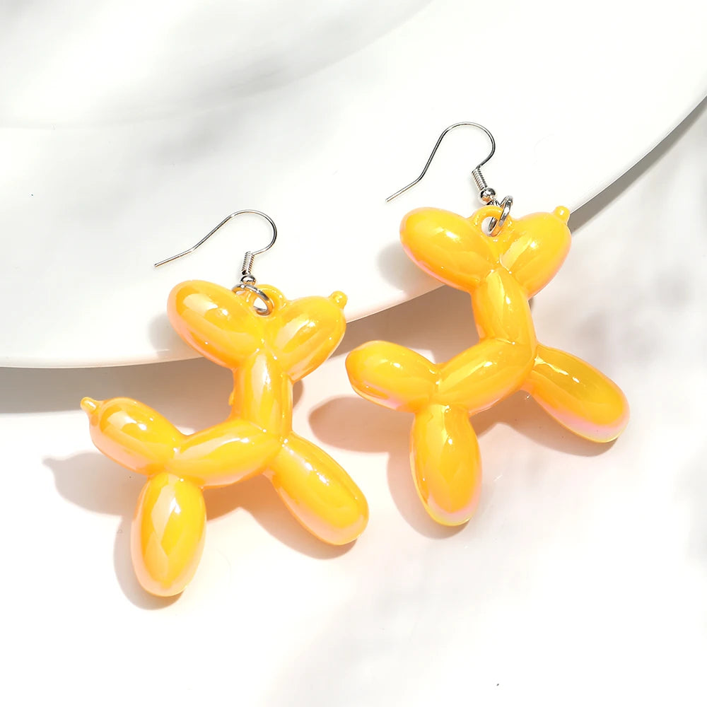 New Trend Candy Colorful Balloon Dog Drop Earrings for Women Personal Iridescent Creative Balloon Dog  Earrings 2025 Jewelry