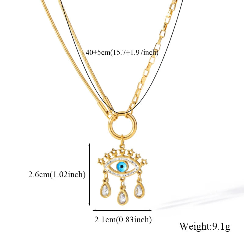 EILIECK Women's Butterfly Zircon Crystals Pendant Necklace Trendy Stainless Steel Waterproof Neck Chain Daily Jewelry Gift