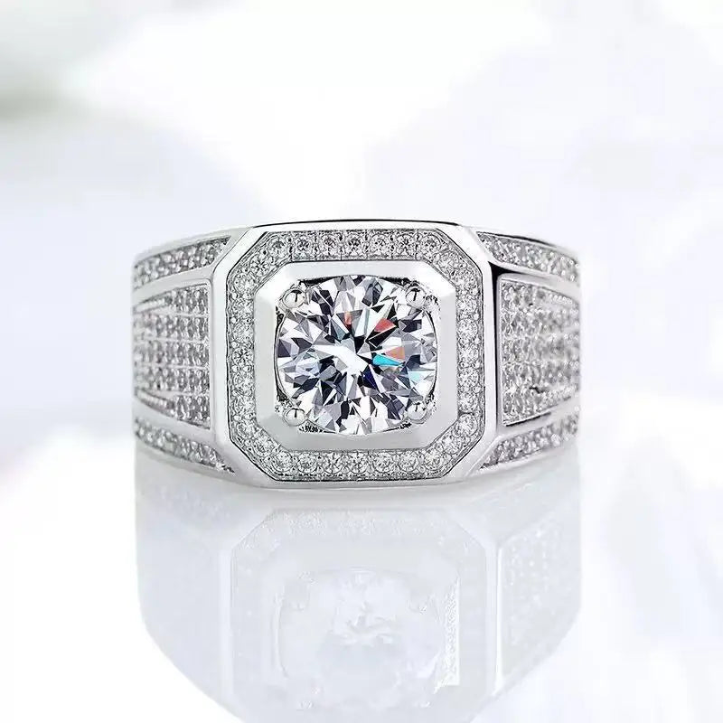Original 2CT 925 Sterling Silver RingShining Adjustable Simplicity Fashion Exquisite For women Jewelry Wedding Plated 18K Gold