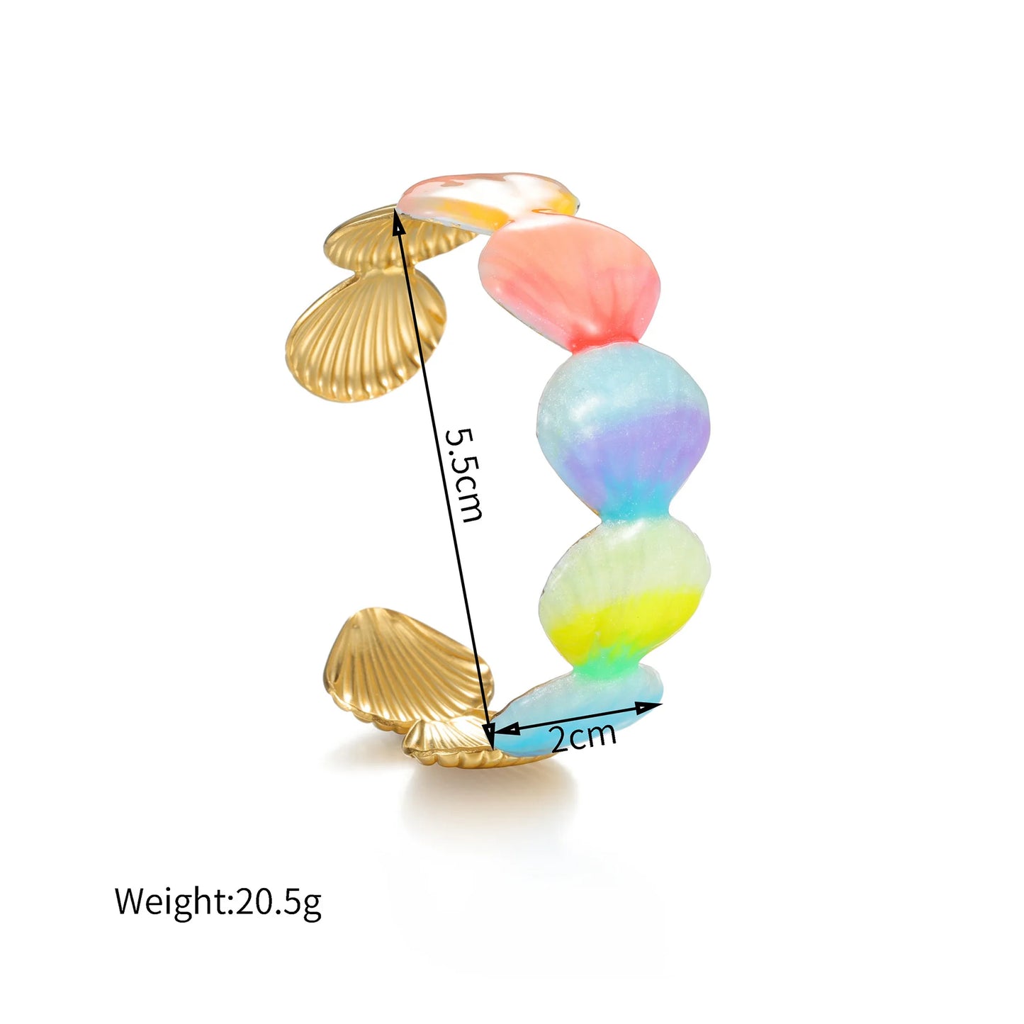 Freeteeme Stylish Colorful Oil Dripping Shell Starfish Bangle for Women Stainless Steel Ocean Series Open Bracelets Beach Gifts