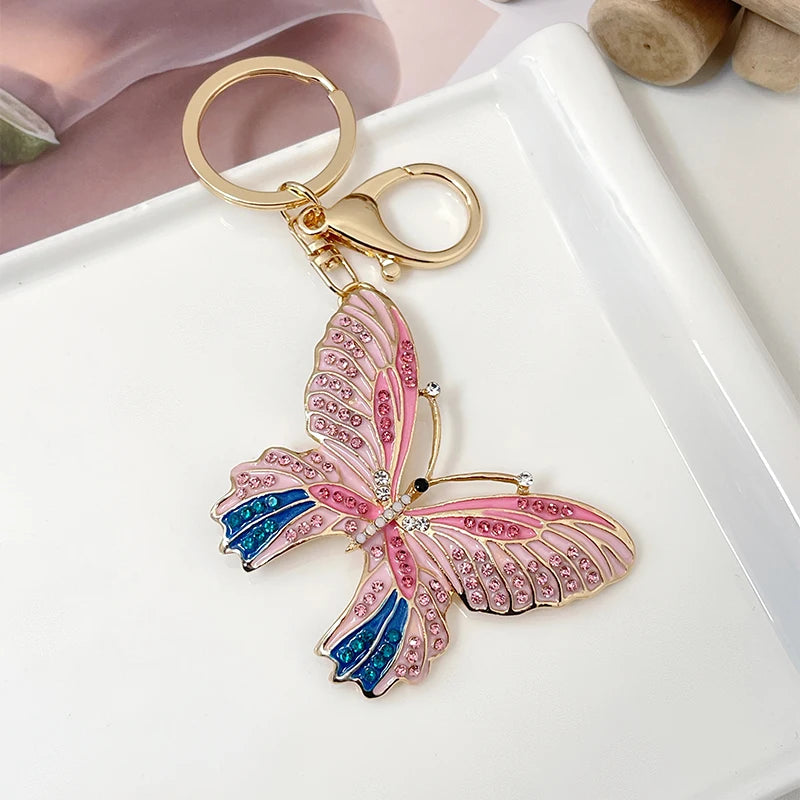 EASYA 2024 New Butterfly Keychain Collection Rhinestone Crystal Inlaid Car Pendant Handicrafts