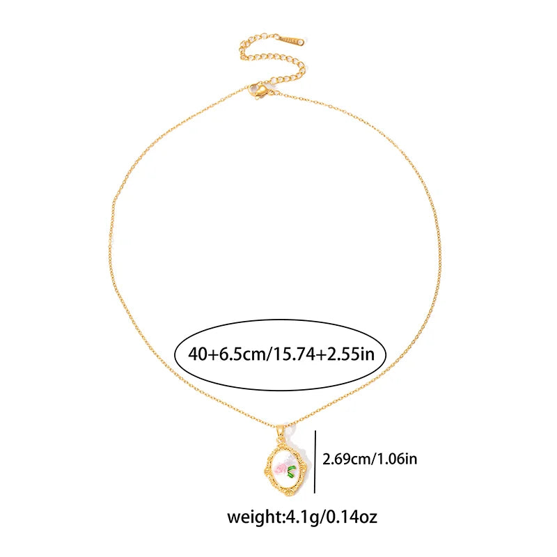 ANENJERY 316L Stainless Steel Irregular Pendant Flower Butterfly Heart Necklace For Women Romantic Niche Jewelry Gifts Wholesale