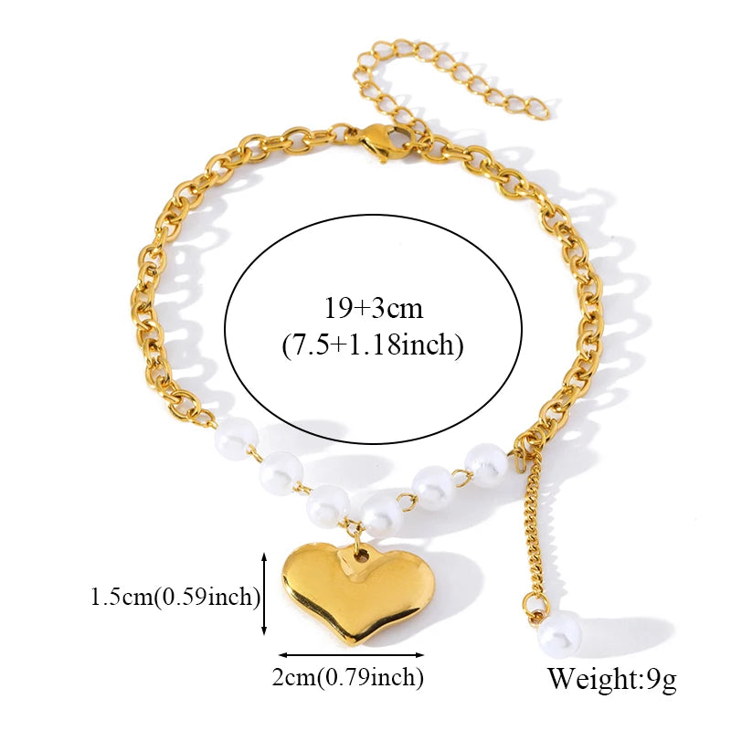 EILIECK 316L Stainless Steel Metal Gold Color Charm Bracelet Wrist Chain Trendy Texture Jewelry for Women Bijoux Femme Gift