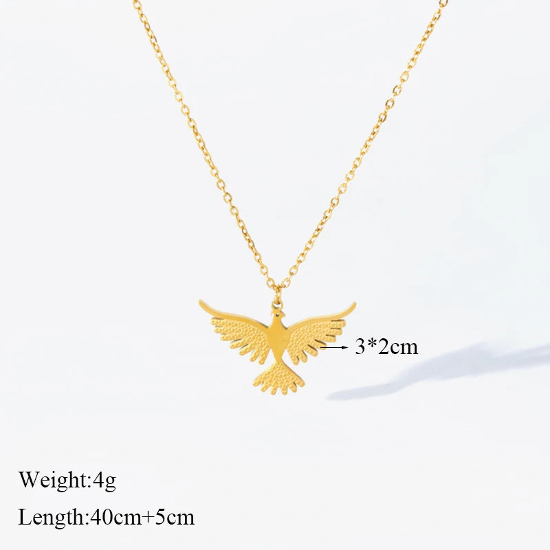EILIECK Women's Trendy Colorful Creative Fish Pendant Necklace Stainless Steel Neck Chain Daily Water-resistant Jewelry Gift